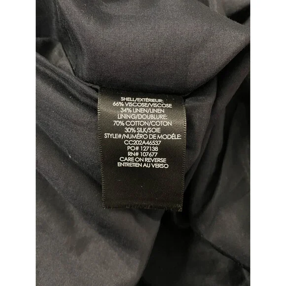 $465 Alice + Olivia Women's Black Linen Cutout Self-Tie Faith Dress Size 8